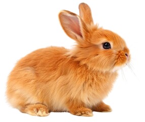 Obraz premium A cute, fluffy white bunny, a small domestic mammal with adorable long ears, sits isolated