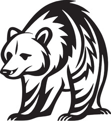 Stylized tribal bear in walking pose with sharp patterned details, perfect for nature logos or aggressive bear graphics.