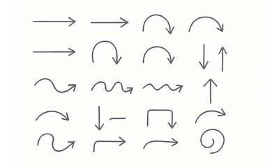 Minimalist Thin-Line Arrows – Simple Hand Drawn Vector Direction Doodles