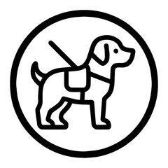 Service dog icon with transparent background representing pet-friendly access and ADA compliant assistance animal support
