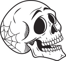 Flat Halloween Skull Vector Illustration