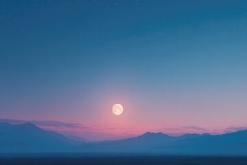 Fototapeta premium minimalist night sky with moonlight gradient subtle clouds and flat ground base