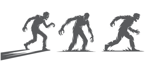 Fototapeta premium Set of zombie silhouettes illustration