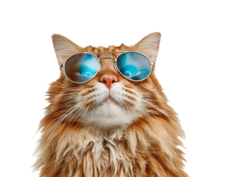 Stylish cat wearing sunglasses adds flair to summer vibes