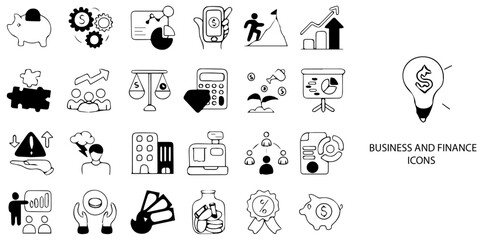 Finance simple concept 28 icons set. Contains such loan, cash, saving, financial goal, profit, budget, mutual fund, earning money and revenue .Vector illustration.