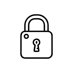 Black Padlock Icon Silhouette on White Background, Minimalist Lock Symbol for Security, Privacy, Encryption, Login, and Data Protection Interfaces