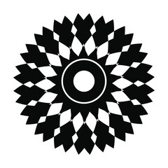 Black color flower mandalal vector design. 