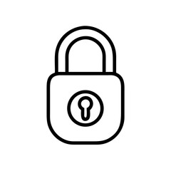Black Padlock Icon Silhouette on White Background, Minimalist Lock Symbol for Security, Privacy, Encryption, Login, and Data Protection Interfaces