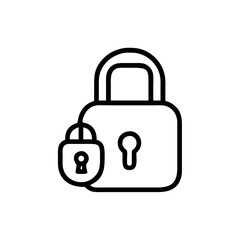 Black Padlock Icon Silhouette on White Background, Minimalist Lock Symbol for Security, Privacy, Encryption, Login, and Data Protection Interfaces