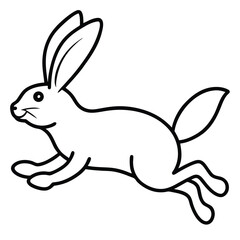Fototapeta premium Stylized cartoon rabbit running with long ears and a bushy tail