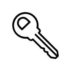 Black Key Icon Silhouette on White Background, Minimalist Access Symbol for Login, Authentication, Password Security, and Digital Key Interfaces