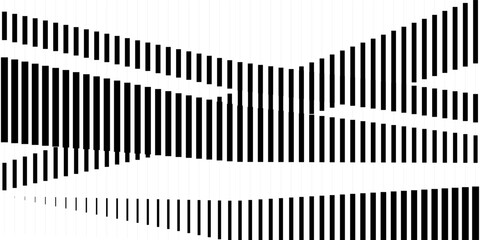 Line Halftone Gradient Effect Pattern. Vertical Straight Lines Background. Black and White Abstract Texture with Parallel Stripes Thick to Thin. Vector Illustration.