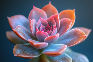 Pink flower with green leaves.