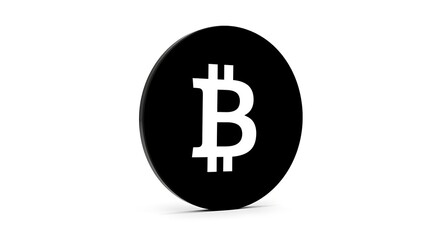 Obraz premium Black Round Token with a Centered Letter on White