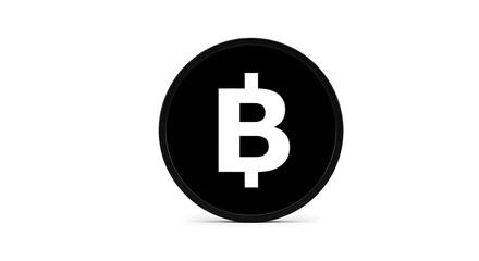 Obraz premium Black Coin with B Symbol on White Background