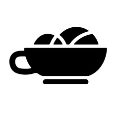 Cup of coffee illustration with foam, hot beverage icon, black silhouette