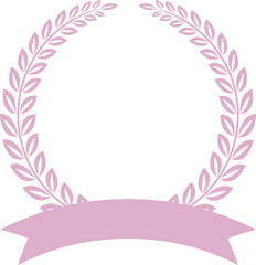 リボンと月桂冠のフレーム　ピンク