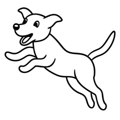 Happy cartoon dog jumping and playing with joy and energy