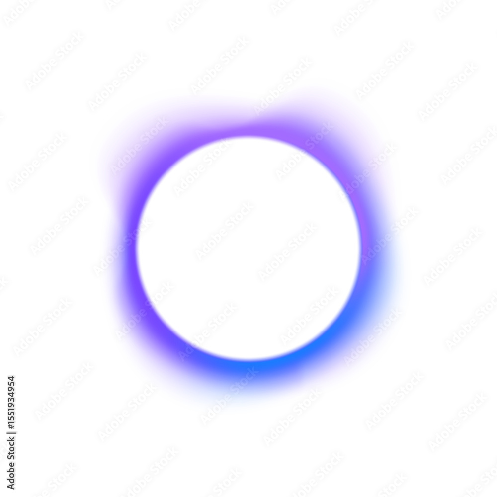 Aufkleber Round banner with neon gradient isolated on white transparent background in PNG format. Rounded neon line with light effect. Swirl glow magic line trail.	
