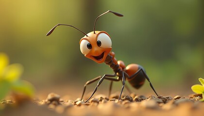 Cartoon Ant Character Smiling