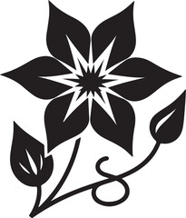 Star Glory Flower Black Silhouette Vector, Decorative Botanical Clipart & Wild Bloom Design
