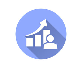 Personal growth flat icon. Simple illustration with long shadow for graphic and web design.