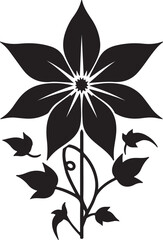 Star Glory Flower Black Silhouette Vector, Decorative Botanical Clipart & Wild Bloom Design