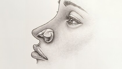 Woman Face Anatomy Pencil Drawing