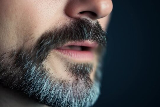 Nahaufnahme des Mundes eines sprechenden Mannes