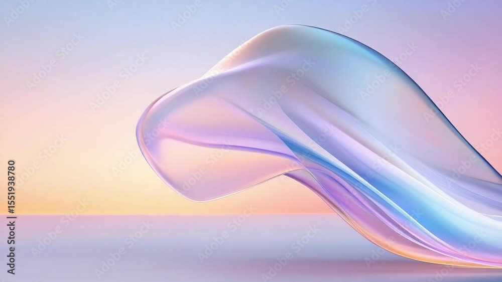 Aufkleber Abstract Fabric Fluidity: A flowing, ethereal fabric dances across a gradient background of soft pastels, creating a sense of gentle movement and artistic flair, with delicate light and shadow.