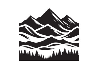 Fototapeta premium Mountain Ridge of Silhouette black vector Illustration