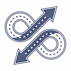 two way arrows forming an infinite loop mirror