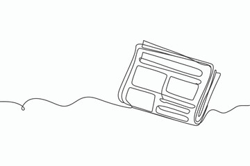 Minimalist single line drawing of a folded newspaper with blank content