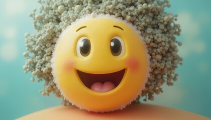 Happy Face with Floral Hair