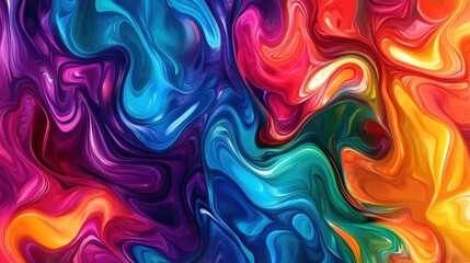 Fototapeta premium Fluid color swirls abstract digital painting background