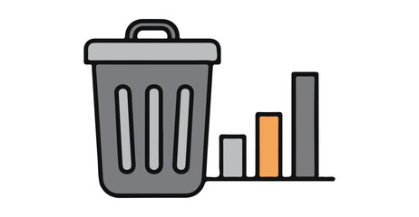 flat vector icon Trash Bin with Recycle, Trash Bin Bar Graph icon, suitable for infographic and app design