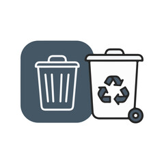 flat vector icon Trash Bin with Recycle, Classic Trash Bin icon, suitable for infographic and app design