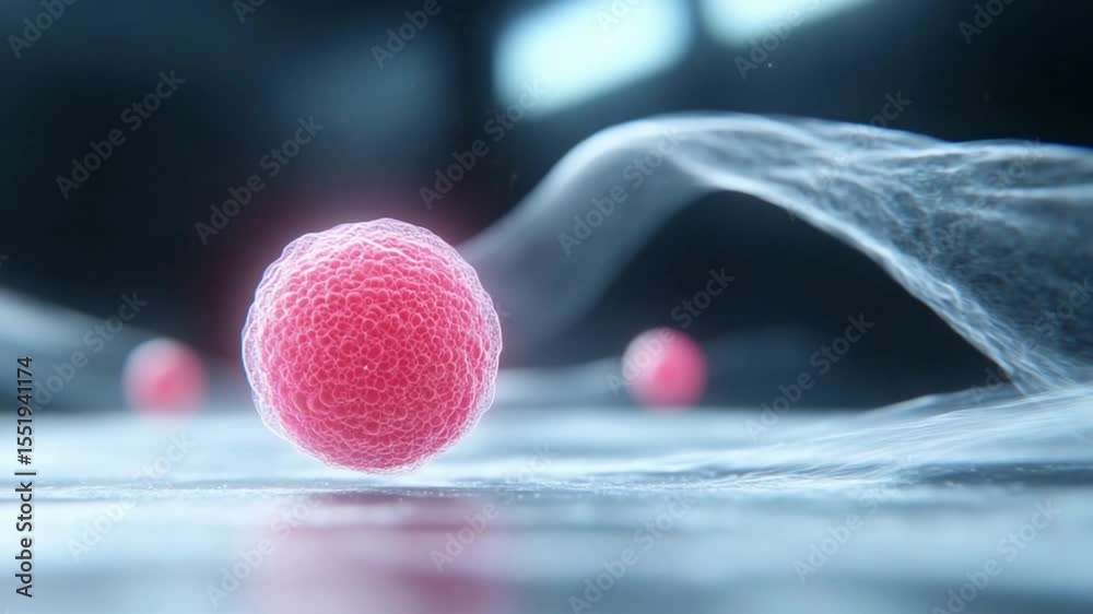 Poster microscopic marvel: an enchanting visualization of a vibrant cell, radiating with life amidst a sere