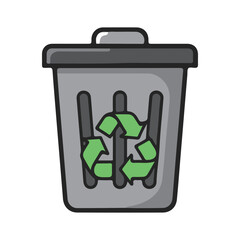 flat vector icon Trash Bin with Recycle, Classic Trash Bin icon, suitable for infographic and app design
