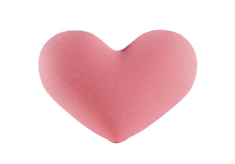 Fototapeta premium A soft pink heart-shaped cushion or sponge, representing love, care, and softness, isolated on a clean background.