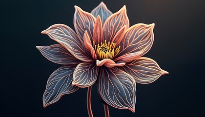 Flower illustration with line art detail