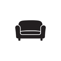 Minimalist Sofa Silhouette Icon on White Background