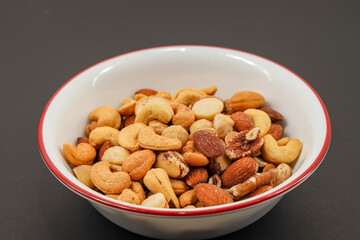 Mix of nuts with a black background