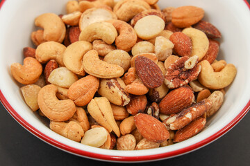 Mix of nuts with a black background