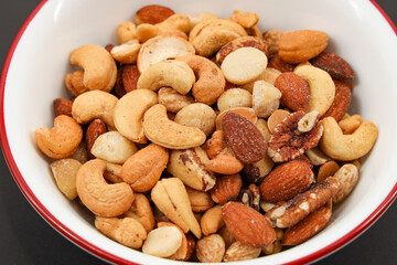 Mix of nuts with a black background