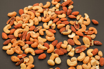 Mix of nuts with a black background