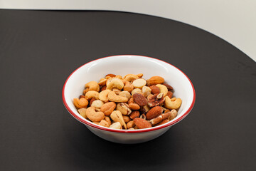 Mix of nuts with a black background