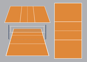 Volleyball Court Diagram in different Perspective View for infographic purpose