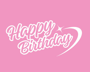 Happy Birthday Typography on Pink Background with Sparkle