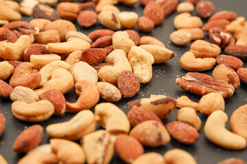 Mix of nuts with a black background